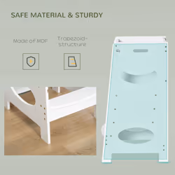 HOMCOM Kids Step Stool Toddler Kitchen Stool w/ Adjustable Standing Platform - Additional view 4