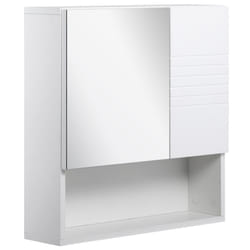 kleankin Bathroom Wall-Mounted Mirror Cabinet w/ Double Door Shelves