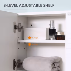 kleankin Bathroom Wall-Mounted Mirror Cabinet w/ Double Door Shelves - Additional view 4