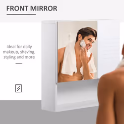kleankin Bathroom Wall-Mounted Mirror Cabinet w/ Double Door Shelves - Additional view 6