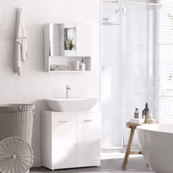 kleankin Bathroom Wall-Mounted Mirror Cabinet w/ Double Door Shelves - Additional view 7