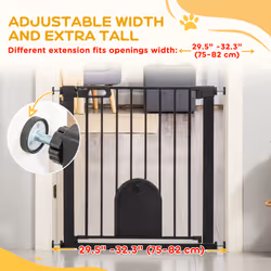PawHut 75-82 cm Pet Safety Gate Pressure Fit Stair w/ Small Door Double Locking - Additional view 6