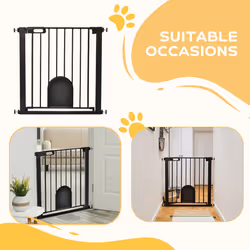 PawHut 75-82 cm Pet Safety Gate Pressure Fit Stair w/ Small Door Double Locking - Additional view 7