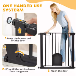 PawHut 75-82 cm Pet Safety Gate Pressure Fit Stair w/ Small Door Double Locking - Additional view 8