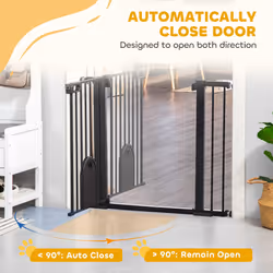 PawHut 75-103 cm Pet Safety Gate Pressure Fit Stair w/ Small Door Double Locking
