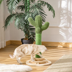 PawHut Cat Tree Cactus Sisal Scratching Post Interactive Fun Roller Exerciser