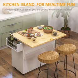 HOMCOM Drop-Leaf Kitchen Island on Wheels Utility Storage Cart with Drawers