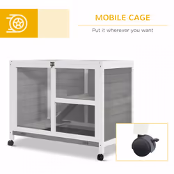 PawHut Wood Rabbit Hutch Bunny Cage Pet House Indoor W/ Tray Ramp, Grey - Additional view 4
