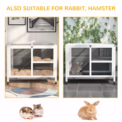 PawHut Wood Rabbit Hutch Bunny Cage Pet House Indoor W/ Tray Ramp, Grey - Additional view 5
