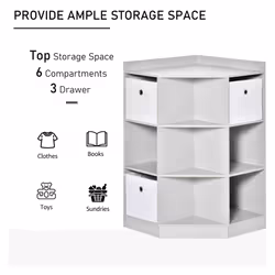HOMCOM Kids Storage Cabinet Corner Organizer with Anti-tipping Hardware Drawer - Additional view 4