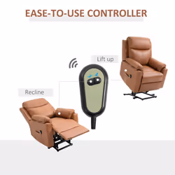 HOMCOM Power Lift Chair Electric Riser Armchair with Remote Control, Brown