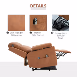 HOMCOM Power Lift Chair Electric Riser Armchair with Remote Control, Brown - Additional view 4