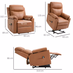 HOMCOM Power Lift Chair Electric Riser Armchair with Remote Control, Brown - Additional view 8
