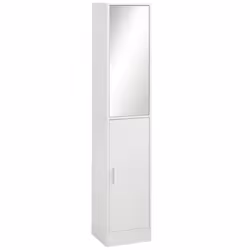 kleankin Tall Mirrored Bathroom Cabinet Tallboy Unit White
