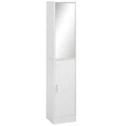 kleankin Tall Mirrored Bathroom Cabinet Tallboy Unit White