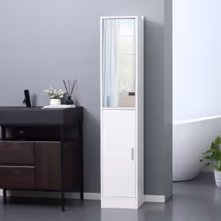 kleankin Tall Mirrored Bathroom Cabinet Tallboy Unit White