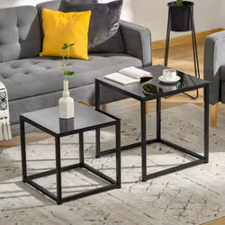 HOMCOM Nest of 2 Side Tables Set of Bedside Tables for Living Room