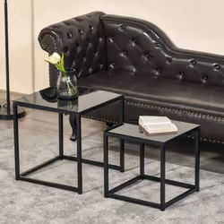 HOMCOM Nest of 2 Side Tables Set of Bedside Tables for Living Room
