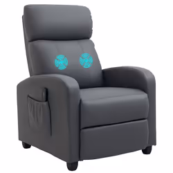 HOMCOM Recliner Sofa Chair PU Leather Massage Armcair w/ Remote Control, Grey - Additional view 8