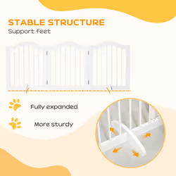 PawHut Freestanding Pet Gate Safety Barrier 3 Pannel w/ Support Feet White - Additional view 5