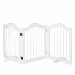 PawHut Freestanding Pet Gate Safety Barrier 3 Pannel w/ Support Feet White - Additional view 7