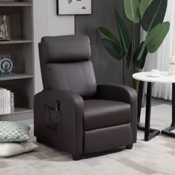 HOMCOM Recliner Sofa Chair PU Leather Massage Armcair w/ Remote Control, Brown