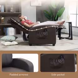 HOMCOM Recliner Sofa Chair PU Leather Massage Armcair w/ Remote Control, Brown