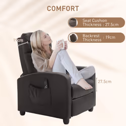 HOMCOM Recliner Sofa Chair PU Leather Massage Armcair w/ Remote Control, Brown