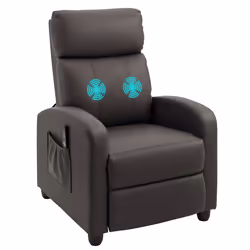 HOMCOM Recliner Sofa Chair PU Leather Massage Armcair w/ Remote Control, Brown - Additional view 8