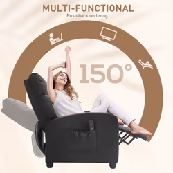 HOMCOM Recliner Sofa Chair PU Leather Massage Armcair w/ Remote Control, Black