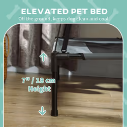 PawHut 61cm Elevated Dog Bed Cooling Raised Pet Cot UV Protection Canopy Grey - Additional view 5