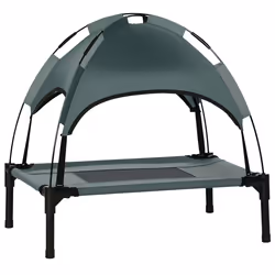 PawHut 61cm Elevated Dog Bed Cooling Raised Pet Cot UV Protection Canopy Grey - Additional view 8