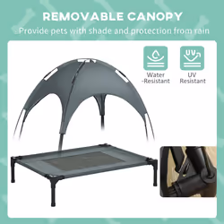 PawHut 76cm Elevated Dog Bed Cooling Raised Pet Cot UV Protection Canopy Grey - Additional view 4