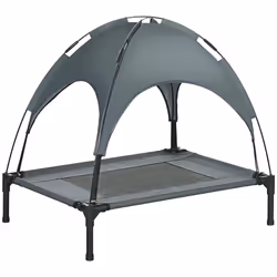 PawHut 76cm Elevated Dog Bed Cooling Raised Pet Cot UV Protection Canopy Grey - Additional view 8