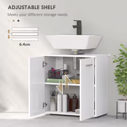 kleankin Bathroom Pedestal Under Sink Cabinet with Storage Shelf Double Door