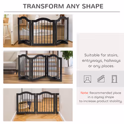 PawHut Freestanding Pet Gate Safety Barrier 3 Pannel w/ Support Feet Black - Additional view 7