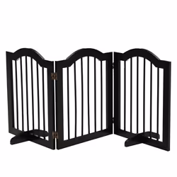 PawHut Freestanding Pet Gate Safety Barrier 3 Pannel w/ Support Feet Black - Additional view 8