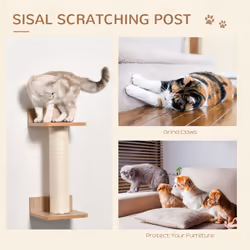 PawHut Cat Tree 4PCs Wall-mounted Shelf Set Climbing Frame Activity Center - Additional view 4
