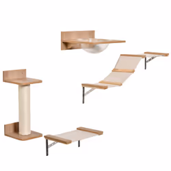 PawHut Cat Tree 4PCs Wall-mounted Shelf Set Climbing Frame Activity Center - Additional view 8