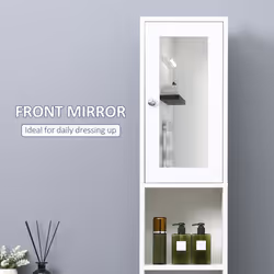 kleankin Bathroom Floor Storage Cabinet with Mirror and Shelves - Additional view 5