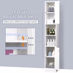 kleankin Bathroom Floor Storage Cabinet with Mirror and Shelves - Additional view 7