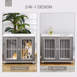 PawHut Modern Dog Crate Pet Kennel Cage w/ Lockable Door - Grey & White