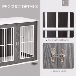 PawHut Modern Dog Crate Pet Kennel Cage w/ Lockable Door - Grey & White