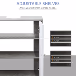 kleankin Bathroom Under Sink Cabinet with Adjustable Shelf, White and Grey