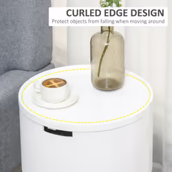 HOMCOM Round Side Table Nightstand w/ Hidden Storage Space Removable Lid, White