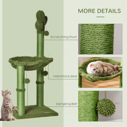 PawHut Cactus Cat Tree Tower Sisal Scratching Post with Hammock 40 x 40 x 96 cm - Additional view 4