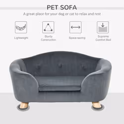 PawHut Dog Sofa Bed w/ Removable Soft Cushion for XS Size Dogs - Grey