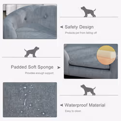 PawHut Dog Sofa Bed w/ Removable Soft Cushion for XS Size Dogs - Grey - Additional view 4
