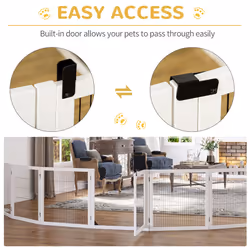 PawHut Freestanding Pet Dog Gate 6 Panel Foldable Wooden Playpen 432cm Long