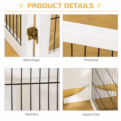 PawHut Freestanding Pet Dog Gate 6 Panel Foldable Wooden Playpen 432cm Long